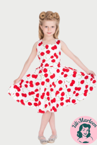 Little Miss Cherry – Børne Swingkjole med Kirsebærprint